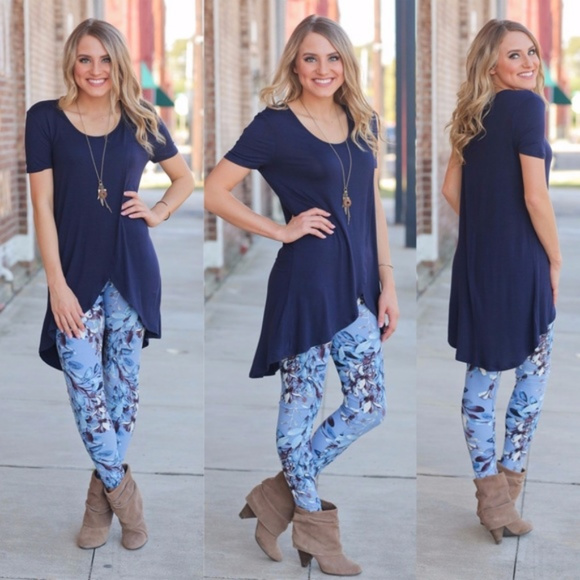 Infinity Raine Tops - ❤️ONLY ONE LEFT❤️  Navy Cross Front Tunic